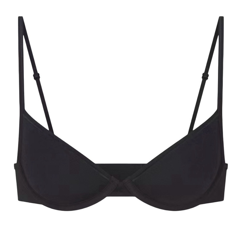 Skims Everyday Cotton Unlined Demi Bra - Onyx Black - New - 34B